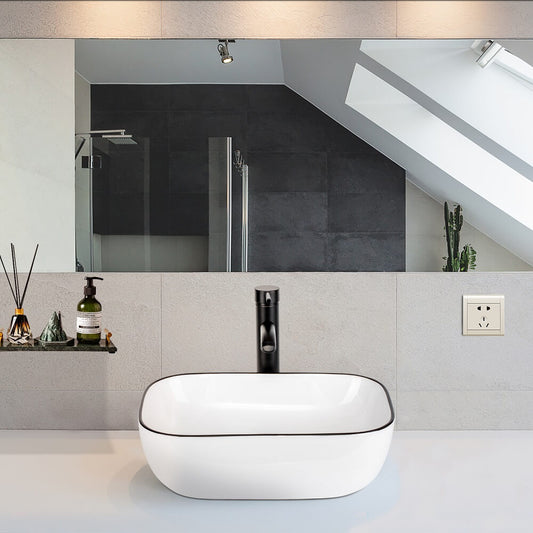 Bathroom Vessel Sink with Faucet Pop up Drain Combo, 18" x 12.6"