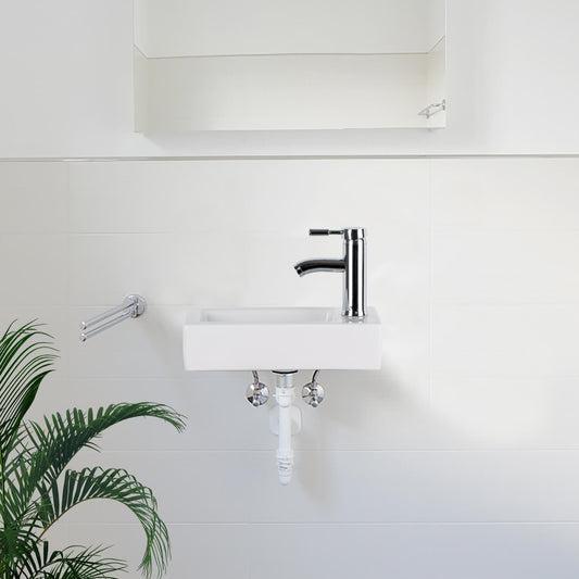Small Wall Mounted Bathroom Sink, 14.7"x7"#left