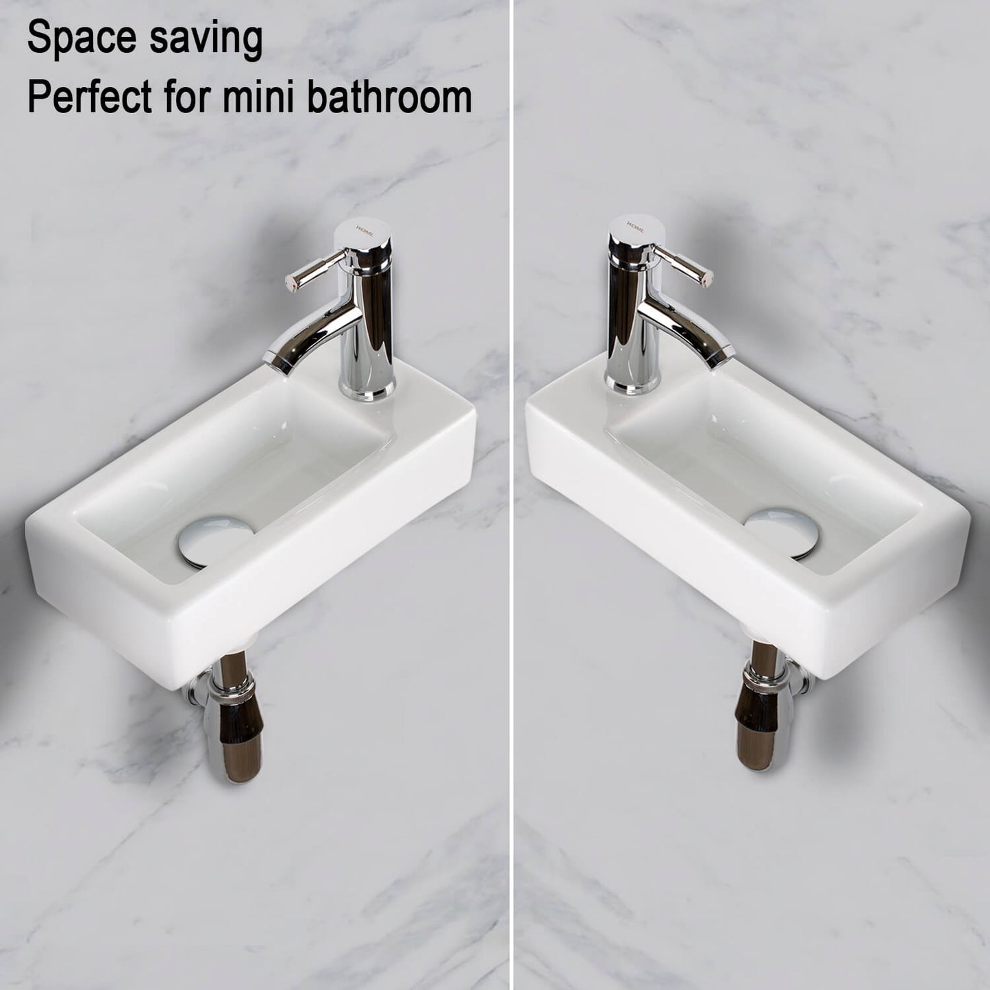 Small Wall Mounted Bathroom Sink, 14.7"x7"#right#left