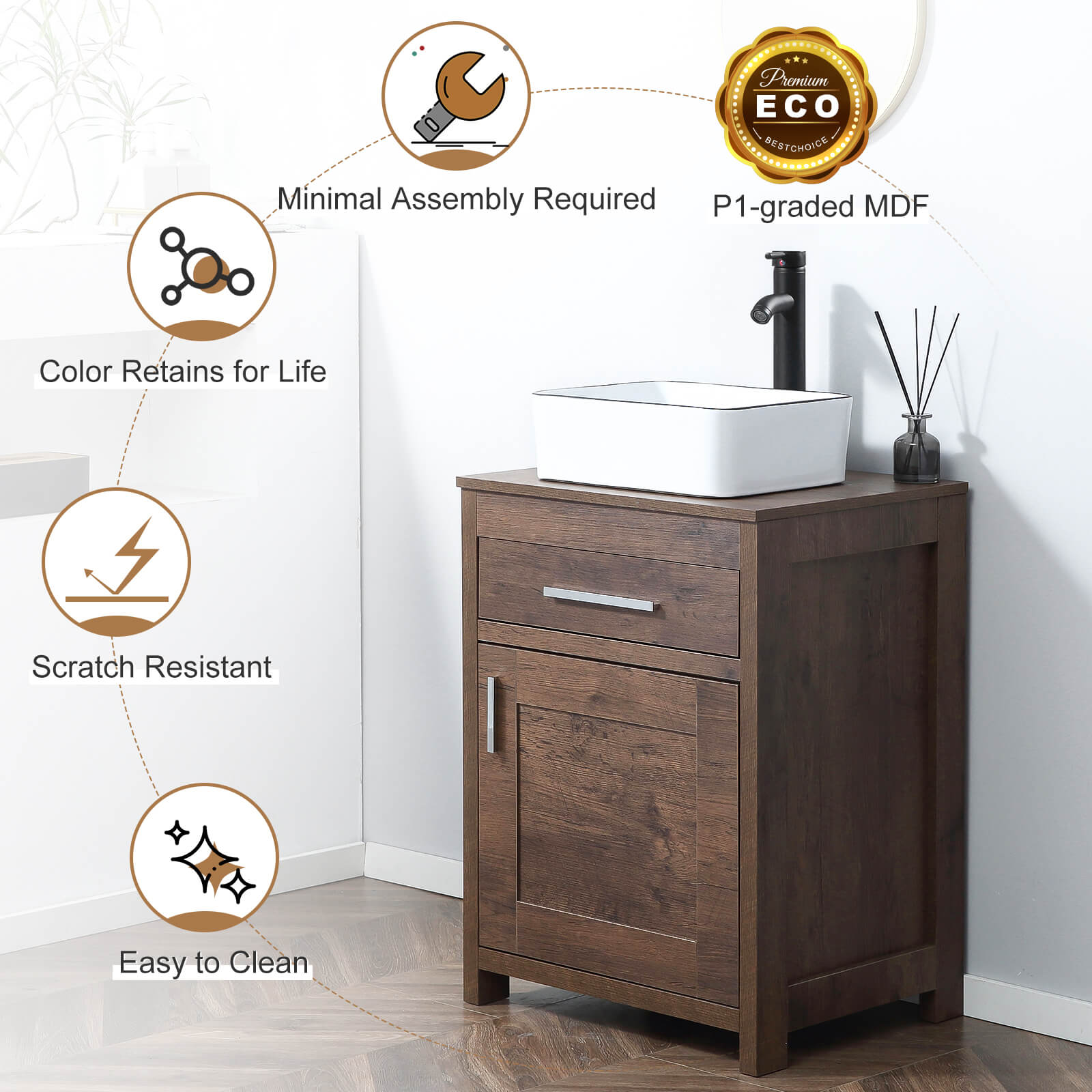 24 Inch Bathroom Vanity Sink Combo#color_brown