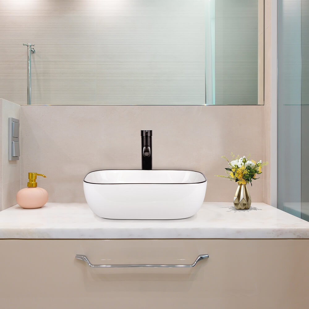 Bathroom Vessel Sink with Faucet Pop up Drain Combo, 18" x 12.6"
