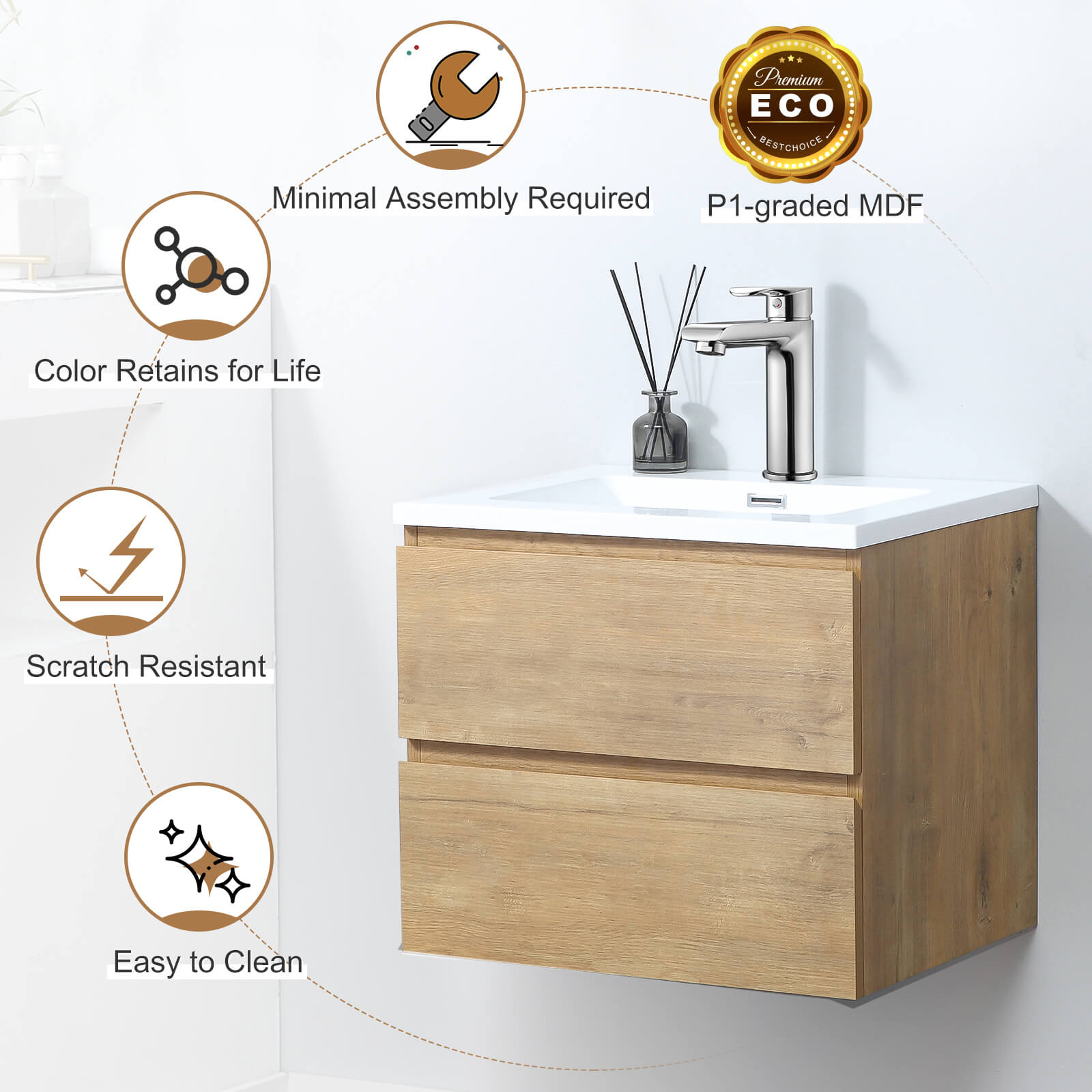 24" Bathroom Vanity with Sink Combo