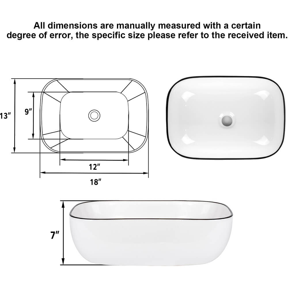 Bathroom Vessel Sink with Faucet Pop up Drain Combo, 18" x 12.6"