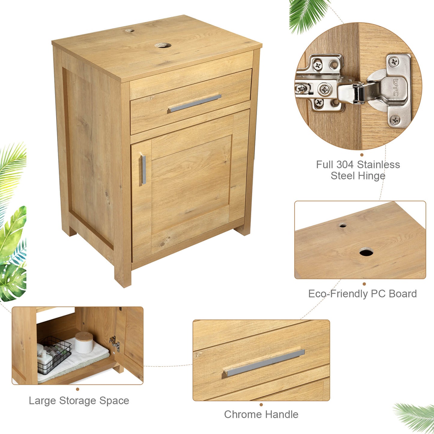 24 Inch Bathroom Vanity Sink Combo#color_oak