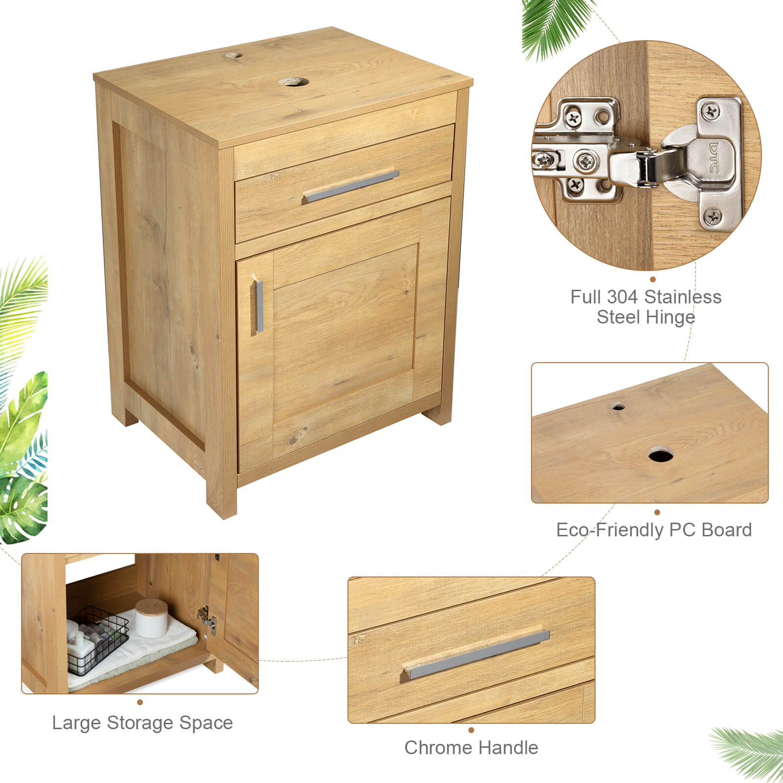 24 Inch Bathroom Vanity Sink Combo#color_oak