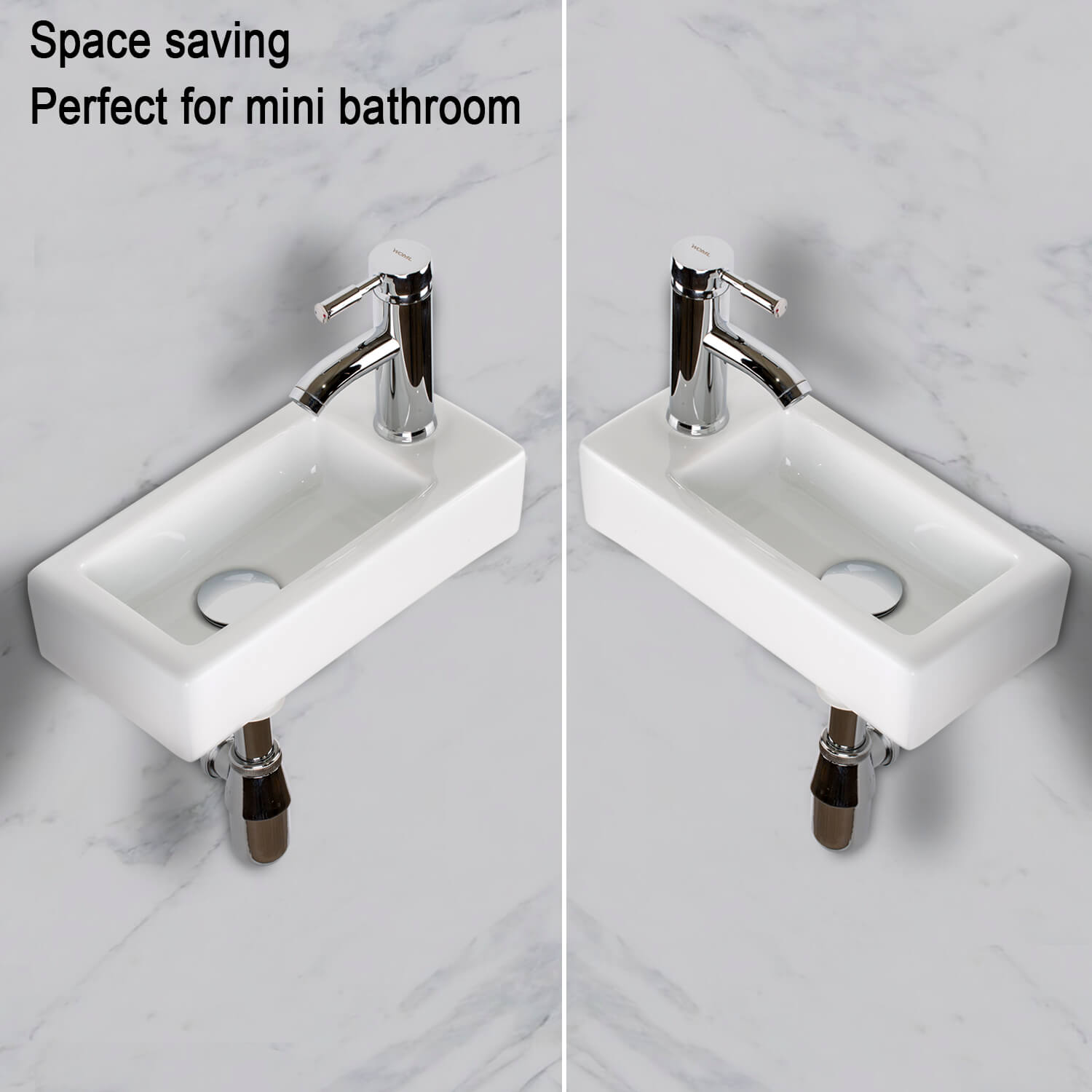Small Wall Mounted Bathroom Sink, 14.7"x7"#right#left