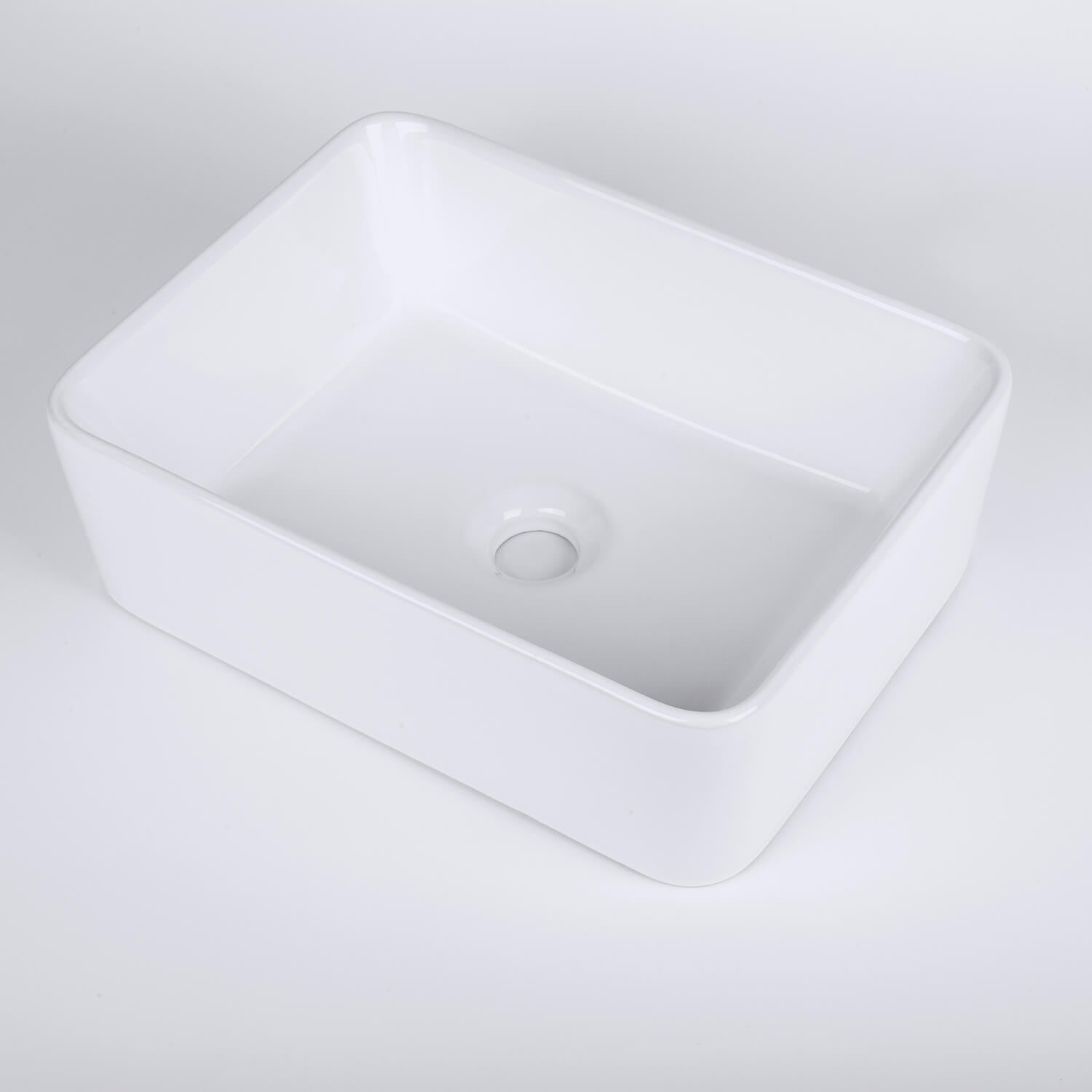 White Rectangular Ceramic Bathroom Sink