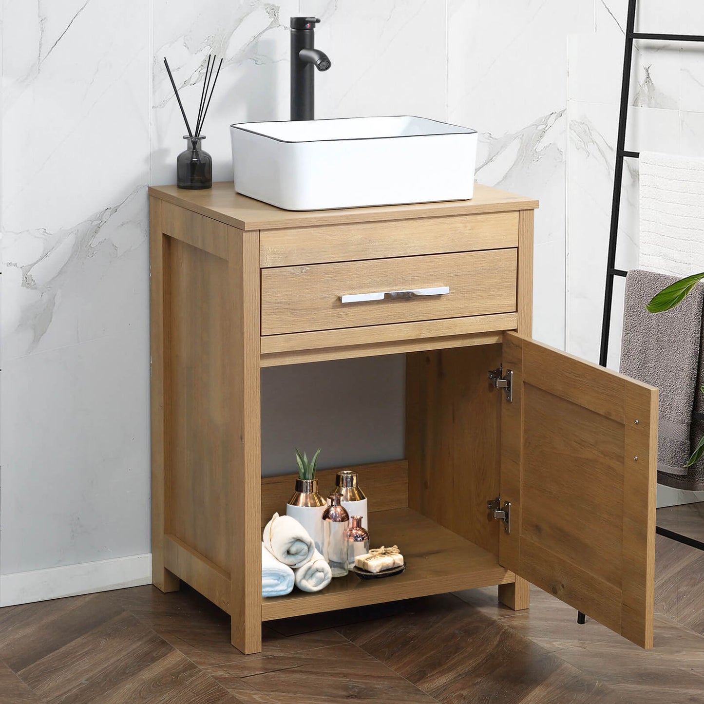 24 Inch Bathroom Vanity Sink Combo#color_oak
