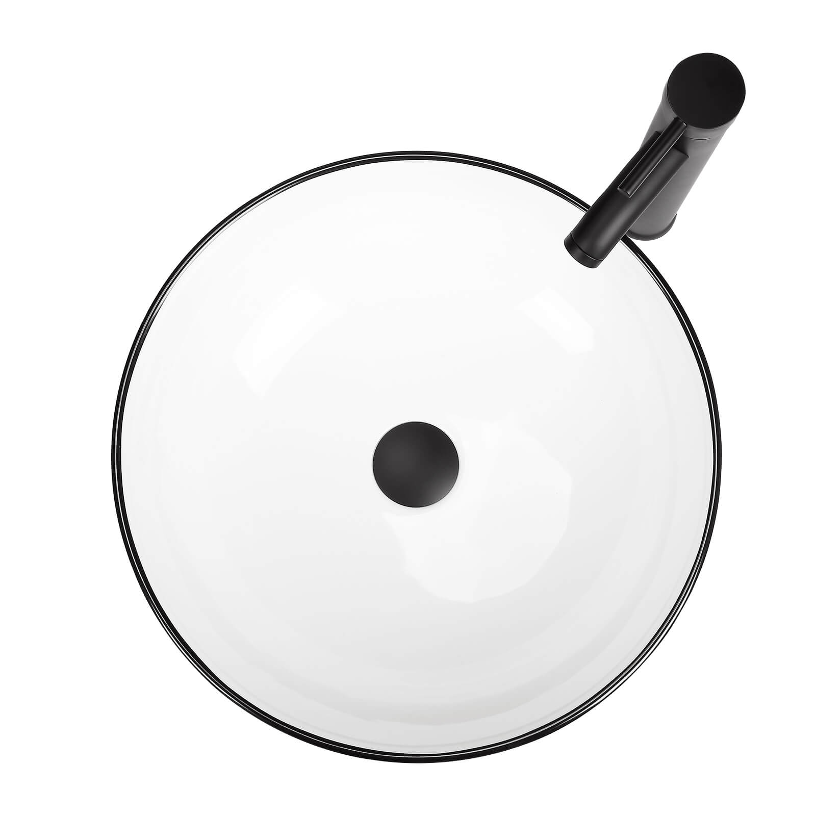 Round Ceramic Bathroom Vessel Sink, 16" x 16" x 5"