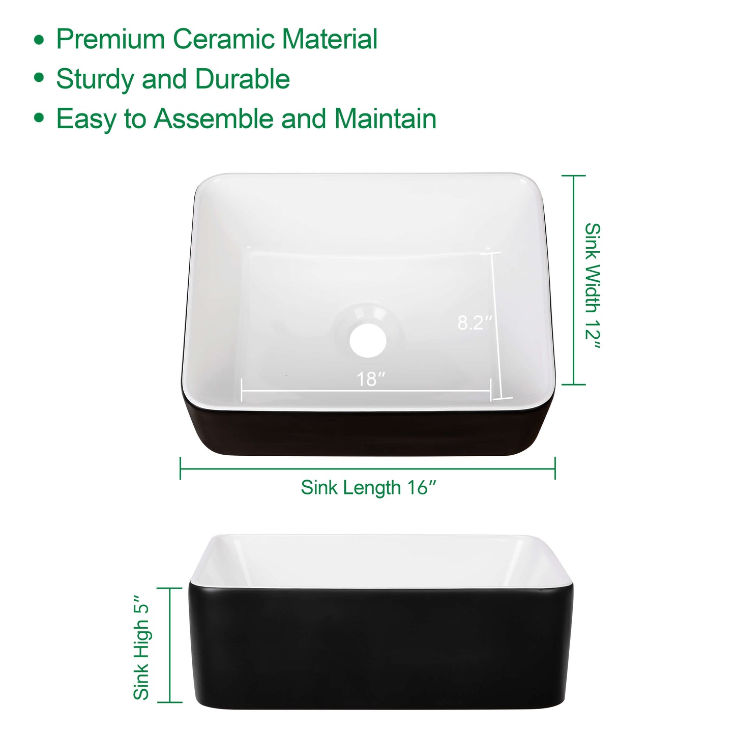 Rectangular Bathroom Sink#style_16" x 12"